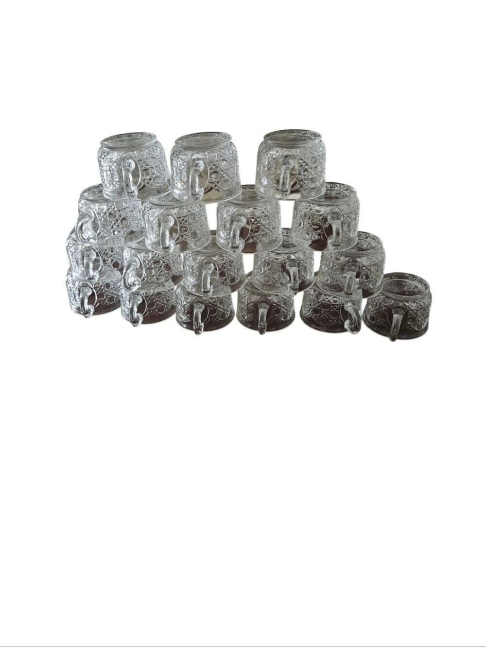 Vintage 1970s L.E. Smith Daisy & Button Punch Bowl Set – 20 Piece Clear Pressed - Picture 10 of 16